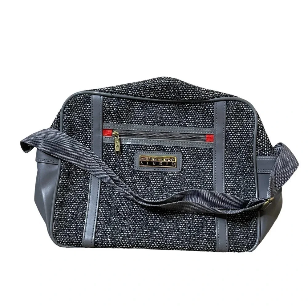 Vintage - Oscar de la Renta Gray Tweed Carry On Shoulder Bag tweed gray luggage